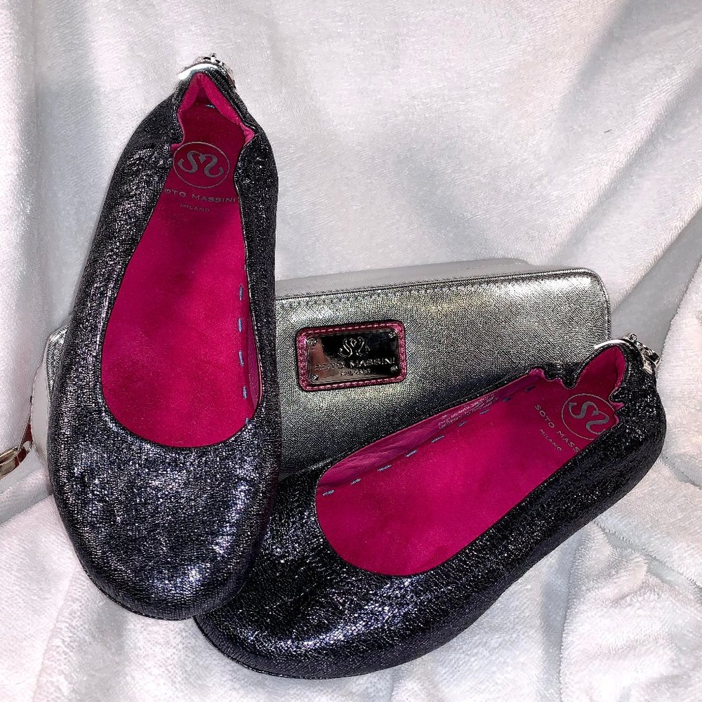 Soto Massani Midnight Blue Metallic Ballet Flat